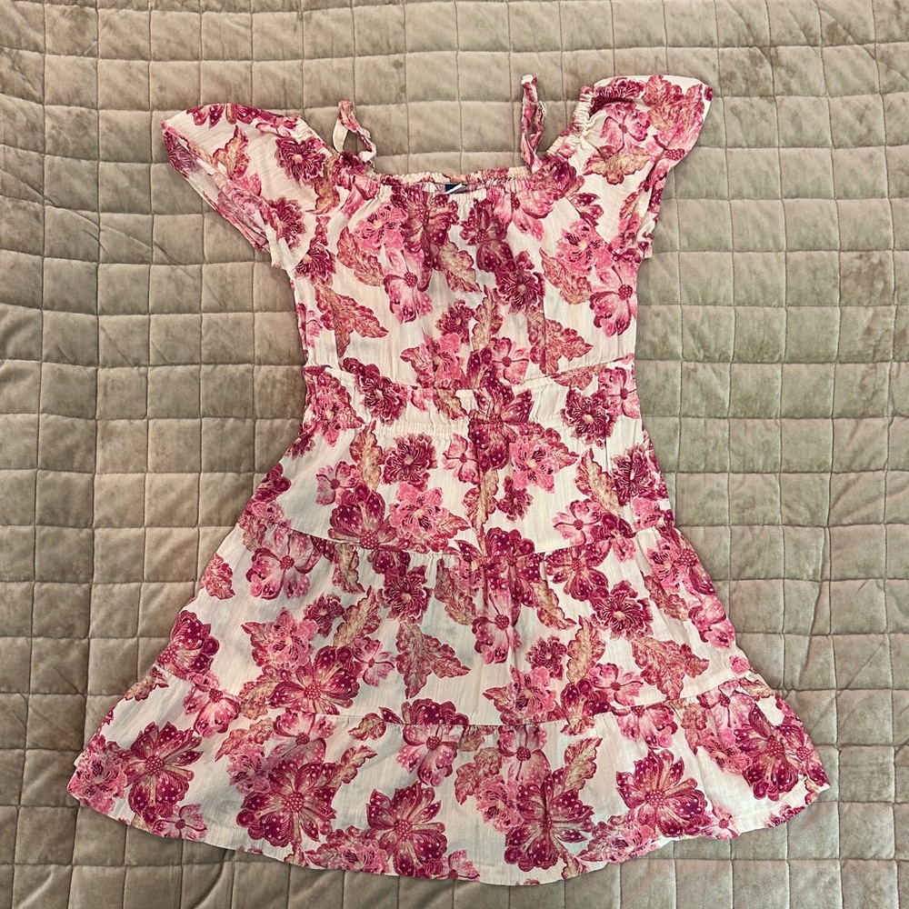 Old Navy Cream Dress with Pink Floral Print
